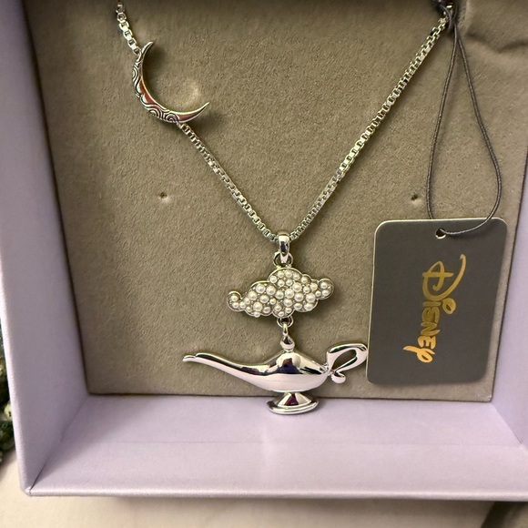 SOLD Disney Couture Silver Aladdin Lamp Necklace - Picture 3 of 12